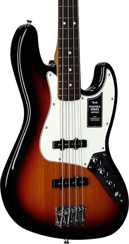 Fender Player II Jazz Electric Bass, with Rosewood Fingerboard, 3-Color Sunburst, Full Left Front