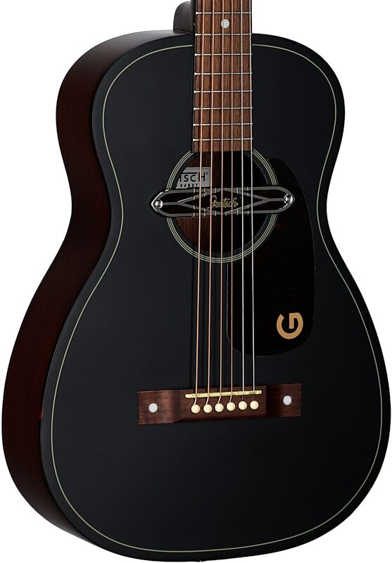 Gretsch Jim Dandy Deltoluxe Parlor Acoustic-Electric Guitar, Black Top, Full Left Front