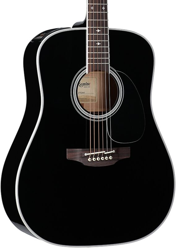 Takamine Limited Edition FT341 Acoustic-Electric Guitar (with Gig Bag), Black, Full Left Front