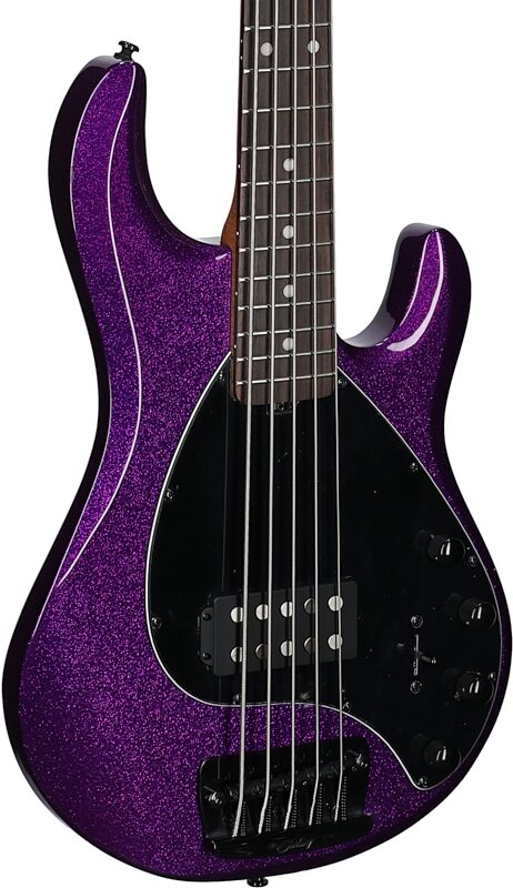 Sterling by Music Man StingRay RAY35 Electric Bass, Purple Sparkle, Scratch and Dent, Full Left Front