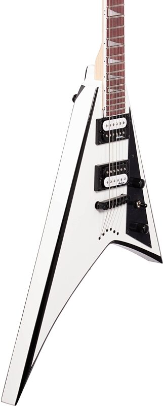 Jackson JS Series Rhoads JS32T Electric Guitar, Amaranth Fingerboard, White with Black Bevels, Full Left Front