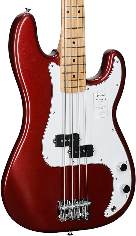 Fender Standard Precision Bass Guitar, Maple Fingerboard, Candy Cola, Full Left Front