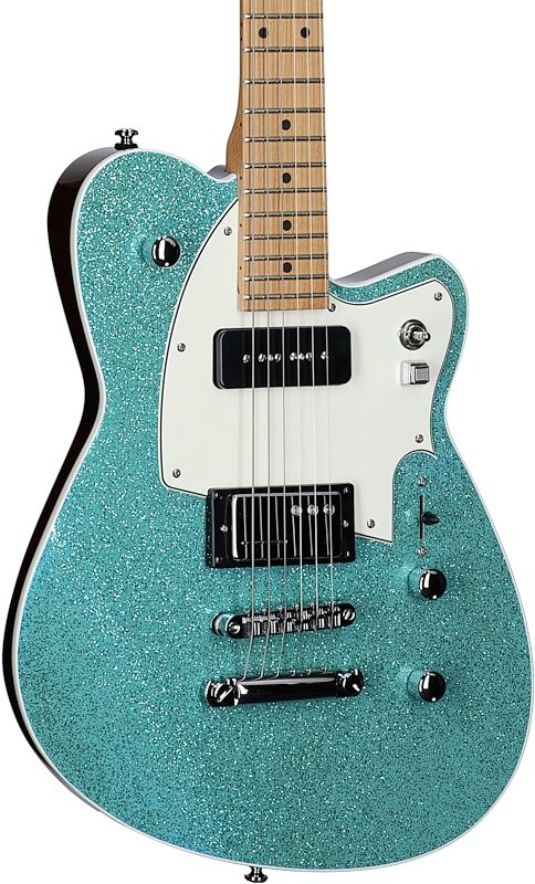 Reverend Chris Freeman Signature Electric Guitar, Turquoise Sparkle, Full Left Front