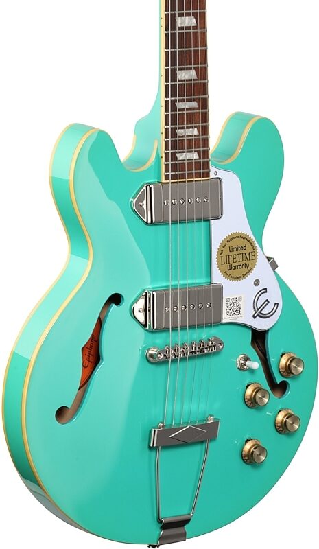 Epiphone Casino Coupe Electric Guitar, Turquoise, Full Left Front