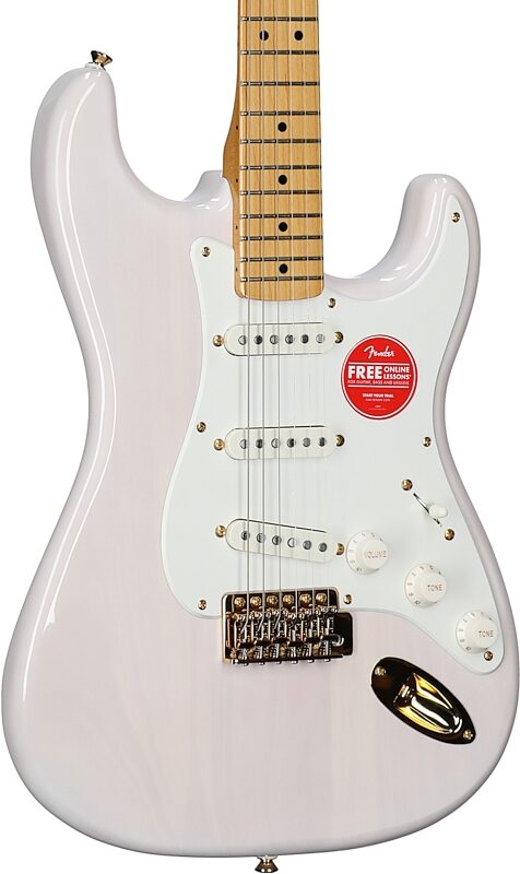Squier Classic Vibe '50s Stratocaster Electric Guitar, with Maple Fingerboard, White Blonde, Full Left Front