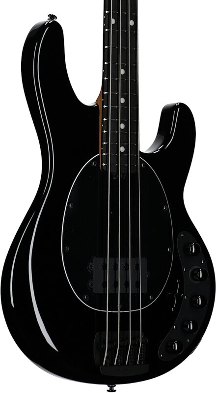 Ernie Ball Music Man DarkRay Electric Bass (with Mono Soft Case), Onyx Black, Full Left Front