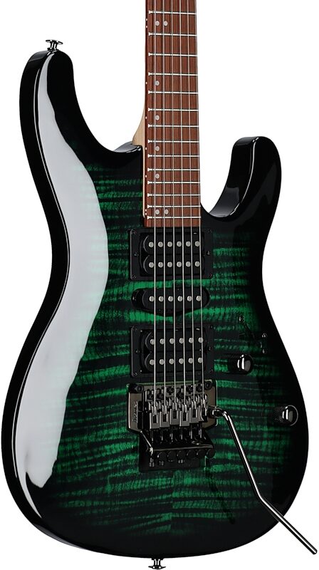 Ibanez SP3 Kiko Loureiro Electric Guitar, Transparent Emerald Burst, Full Left Front