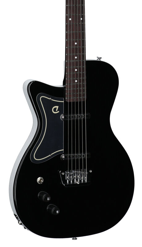 Danelectro 56 Baritone Electric Guitar, Left-Handed, Black, Full Left Front