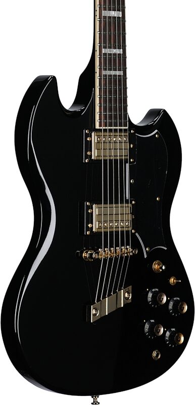 Guild S-100 Polara Kim Thayil Signature Electric Guitar, Black, Full Left Front