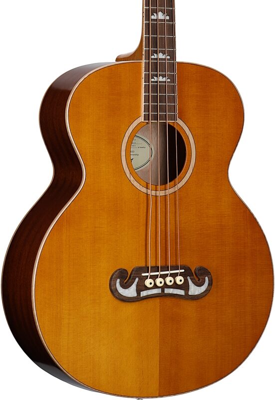 Epiphone El Capitan J-200 Studio Acoustic Electric Bass Guitar, Aged Natural, Full Left Front
