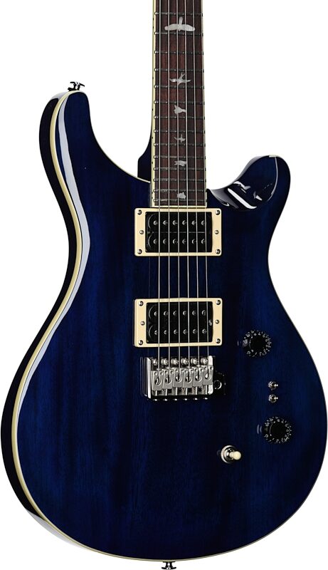 PRS Paul Reed Smith SE Standard 24-08 Electric Guitar (with Gig Bag), Translucent Blue, Full Left Front