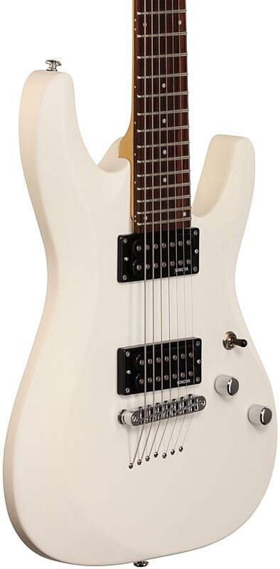 Schecter C-7 Deluxe Electric Guitar, Satin White, Full Left Front