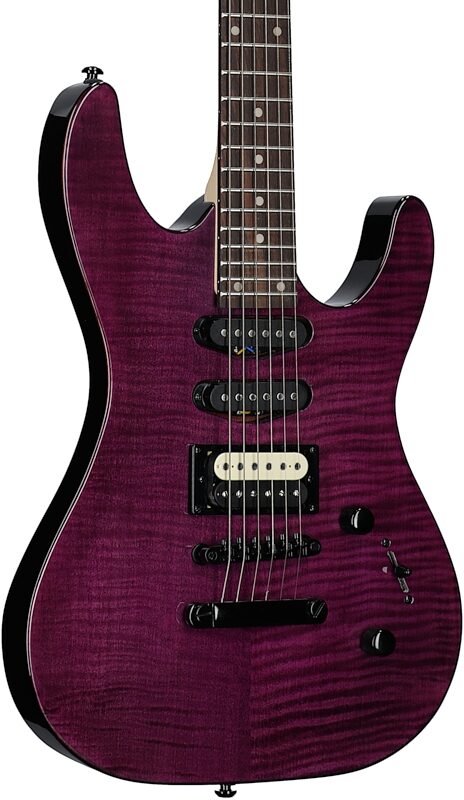 Kramer Striker Figured HSS Electric Guitar, Laurel Fingerboard, Transparent Purple, Blemished, Full Left Front
