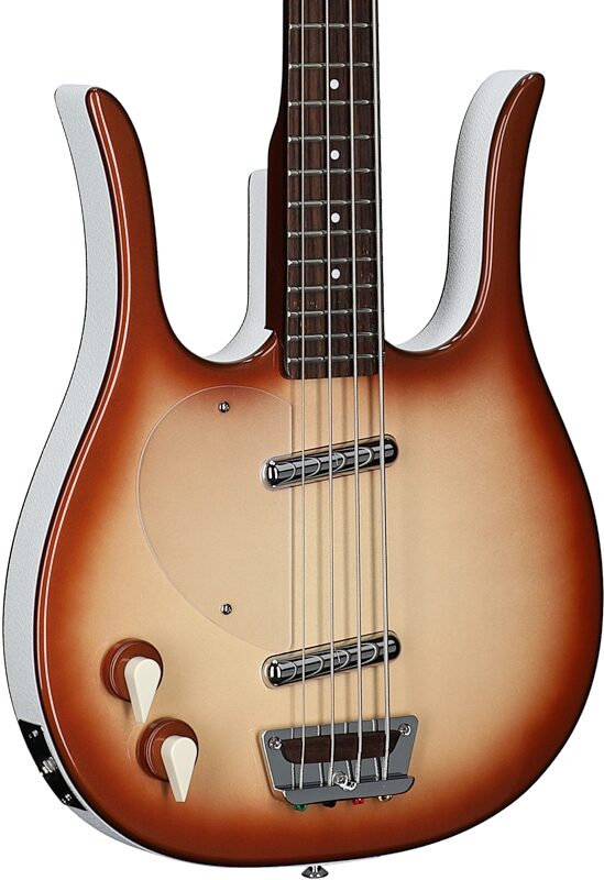 Danelectro Longhorn Short-Scale Electric Bass, Left-Handed, Copperburst, Full Left Front