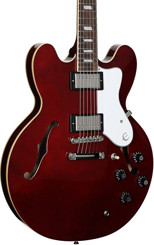 Epiphone Noel Gallagher Riviera Electric Guitar (with Case), Dark Wine Red, Full Left Front