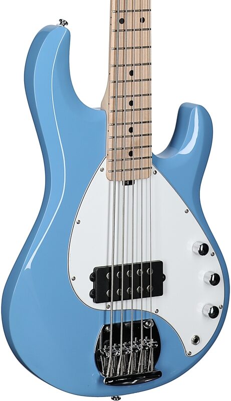 Sterling by Music Man StingRay 5 Electric Bass, 5-String, Chopper Blue, Full Left Front