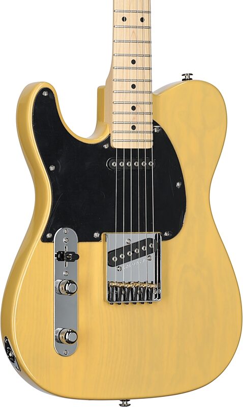 G&L Fullerton Deluxe ASAT Classic Electric Guitar, Left-Handed (with Gig Bag), Butterscotch, Full Left Front