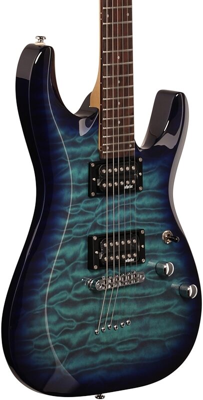 Schecter C-6 Plus Electric Guitar, Ocean Blue Burst, Full Left Front