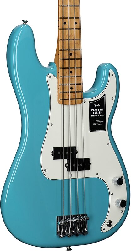 Fender Player II Precision Electric Bass, with Maple Fingerboard, Aquatone Blue, Full Left Front