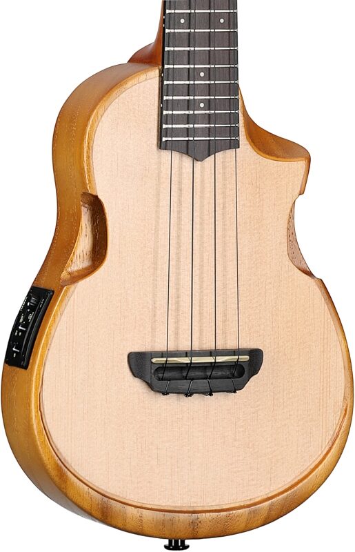 Ibanez AUC10E Acoustic-Electric Ukulele (with Gig Bag), Open Pore Natural, Full Left Front