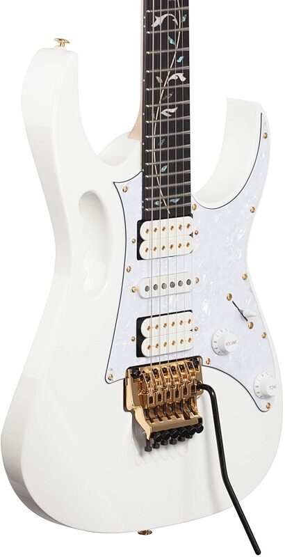 Ibanez JEM7VP Steve Vai Signature Electric Guitar (with Gig Bag), White, Full Left Front