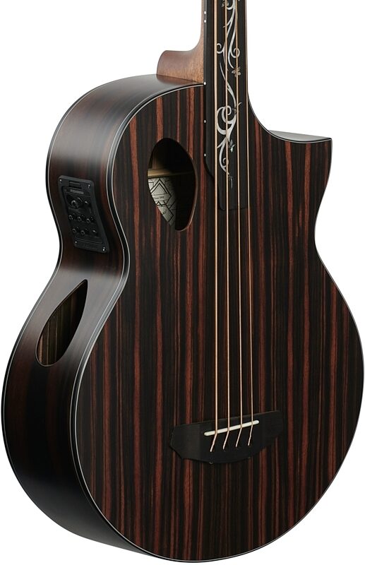 Michael Kelly Dragonfly 4 Port Acoustic-Electric Bass Guitar, Ovangkol Fretless Fingerboard, Java, Full Left Front