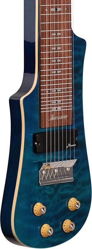 Vorson LT-230-8 Active Lap Steel Guitar, 8-String (with Gig Bag), Transparent Blue Quilt, Full Left Front