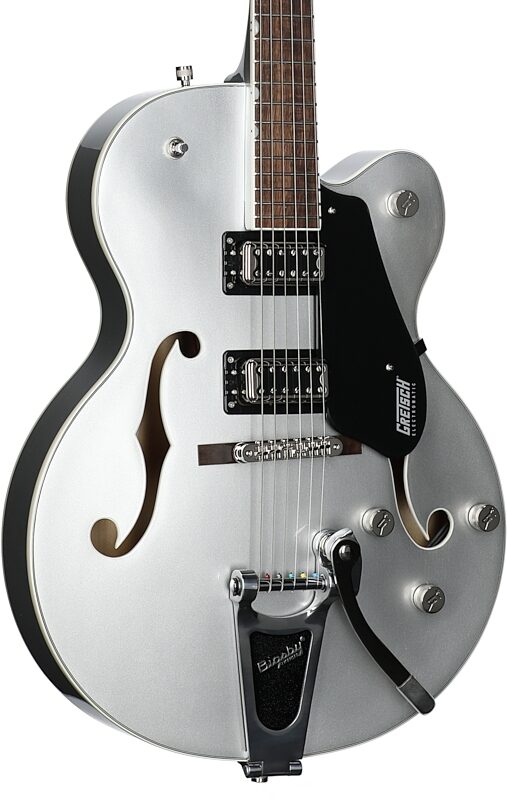 Gretsch G5420T Electromatic Hollowbody Electric Guitar, Airline Silver, Full Left Front