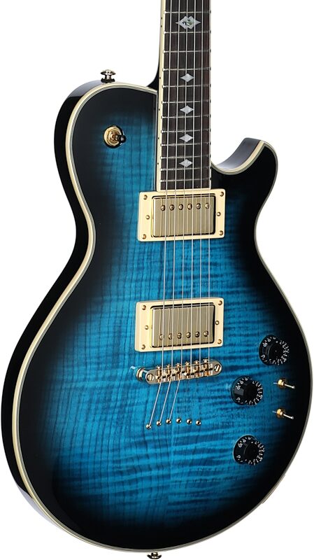 Michael Kelly Limited Modshop Narrow Body Design Patriot Electric Guitar, Blue Burst, Full Left Front