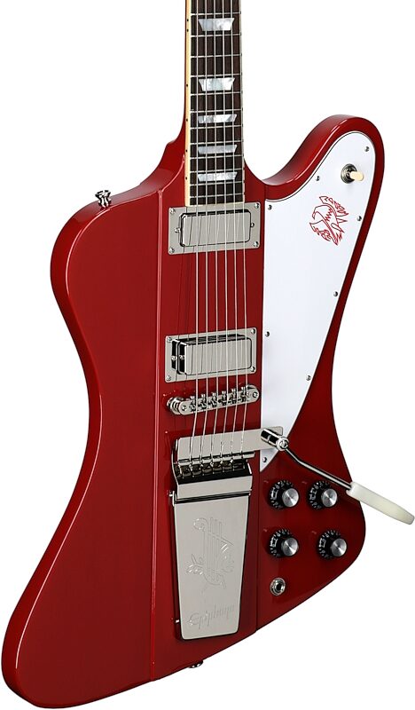 Epiphone 1963 Firebird V Electric Guitar (with Hard Case), Ember Red, Full Left Front