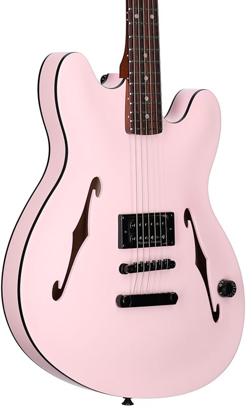 Fender Tom DeLonge Starcaster Electric Guitar, Satin Shell Pink, Full Left Front