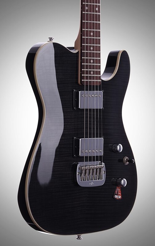 G&L Tribute ASAT Deluxe Carved Top Electric Guitar, Rosewood Fretboard, Transparent Black, Full Left Front