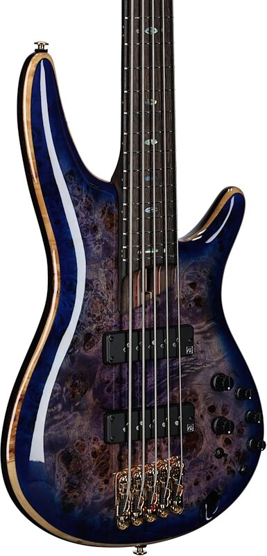 Ibanez SR2605 Premium Electric Bass, 5-String (with Gig Bag), Cerulean Blue Burst, Full Left Front