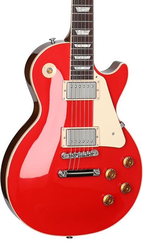 Gibson Les Paul Standard 50s Custom Color Electric Guitar, Plain Top (with Case), Cardinal Red, Full Left Front
