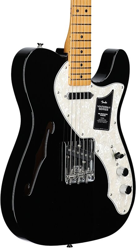 Fender Vintera II '60s Telecaster Thinline Electric Guitar, Maple Fingerboard (with Gig Bag), Black, Full Left Front